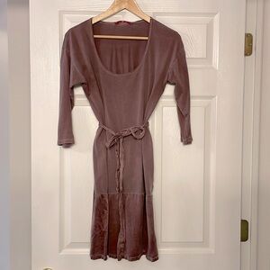 Plum mini dress with silk detail